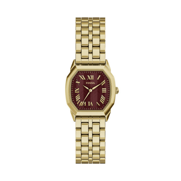 Fossil Harlow Gold-Tone Red Dial Watch 27mm ES5511