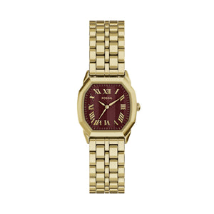 Fossil Harlow Gold-Tone Red Dial Watch 27mm ES5511