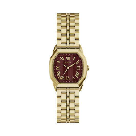 Fossil Harlow Gold-Tone Red Dial Watch 27mm ES5511
