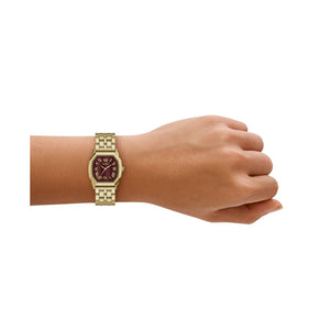 Fossil Harlow Gold-Tone Red Dial Watch 27mm ES5511