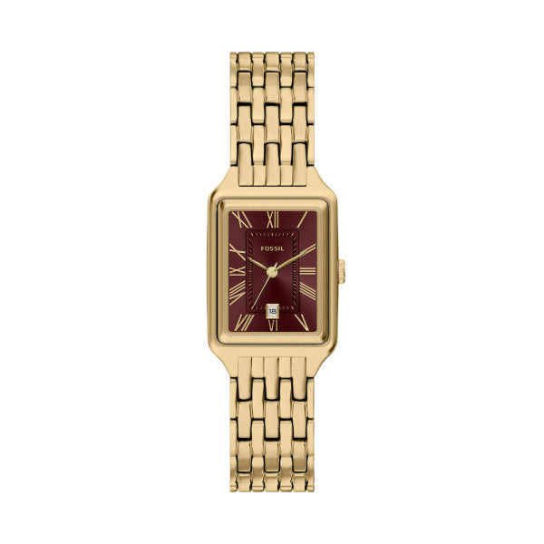 Fossil Raquel Gold-Tone Red Dial Watch 23mm ES5512