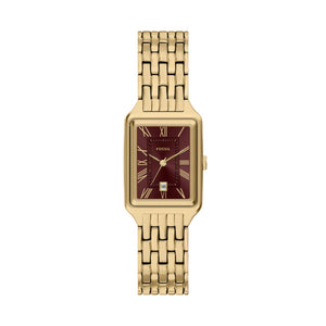Fossil Raquel Gold-Tone Red Dial Watch 23mm ES5512