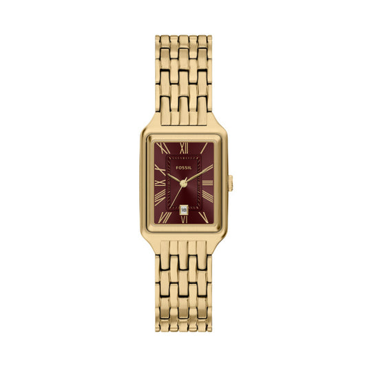 Fossil Raquel Gold-Tone Red Dial Watch 23mm ES5512