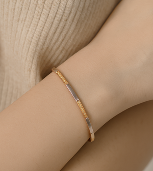 Two- Tones  Elegance Bracelet, setting with 49 Natural Yellow Diamonds, TDW: 0.49ct, 10k