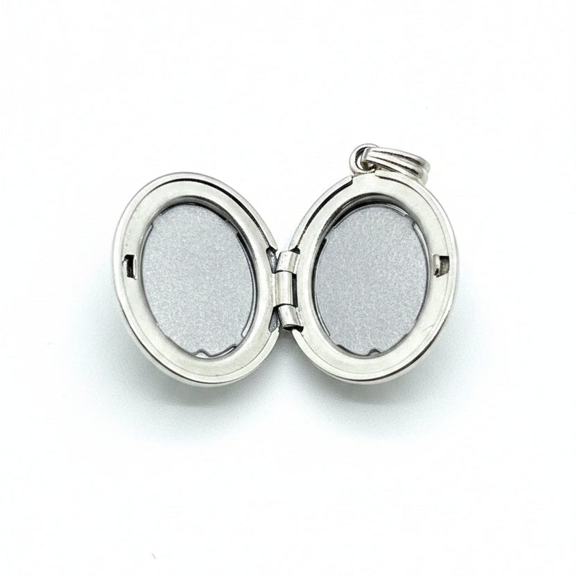 925 Sterling Silver Oval Starburst Locket Pendant