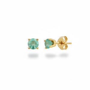 14k Yellow Gold Emerald Stud Earrings