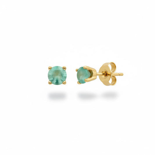 14k Yellow Gold Emerald Stud Earrings