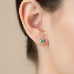 14k Yellow Gold Emerald Stud Earrings