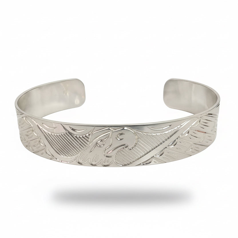 925 Sterling Silver First Nations Style Eagle Engraved Bangle