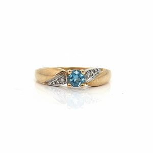 10k Yellow Gold Blue Topaz Diamond Ring