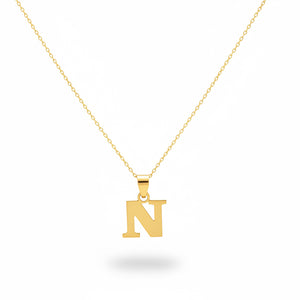 18K Yellow Gold Letter N Pendant Necklace