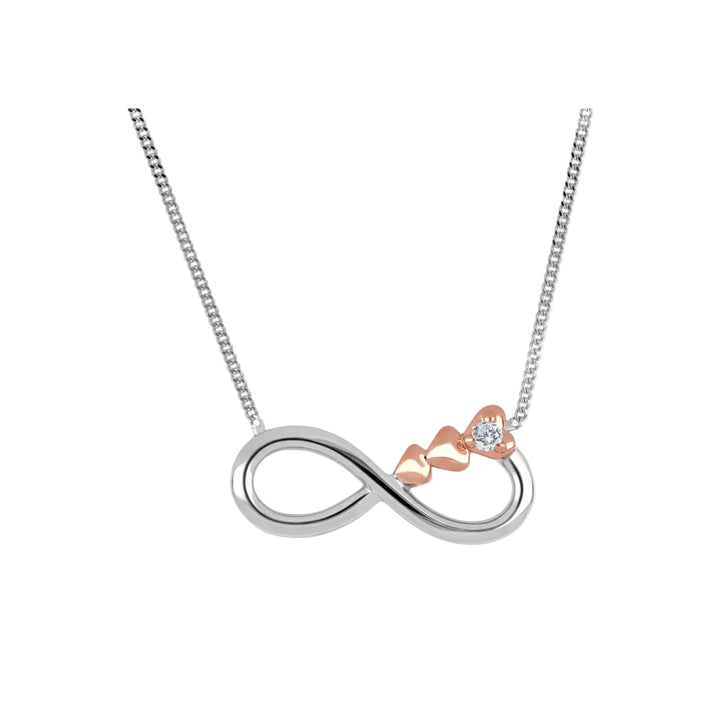 14k White Gold Infinity Necklace with Fire and Ice Canadian Diamond
