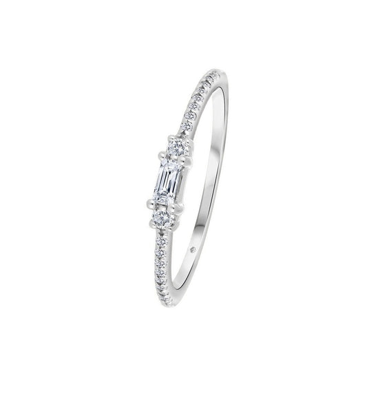 14K White Gold Ting with Fire and Ice Canadian Diamonds, TDW: 0.13ct