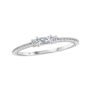 14K White Gold Ting with Fire and Ice Canadian Diamonds, TDW: 0.13ct