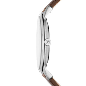 Fossil Minimalist Cream Dial Brown Leather Watch 44mm FS5439
