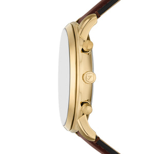 Fossil Neutra Chronograph Gold-Tone Brown Leather Watch 44mm FS6113