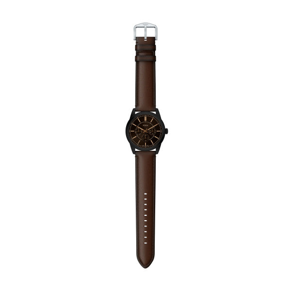 Fossil Pearson Multifunction Black Brown Leather Watch 42mm FS6138 – caseback and buckle