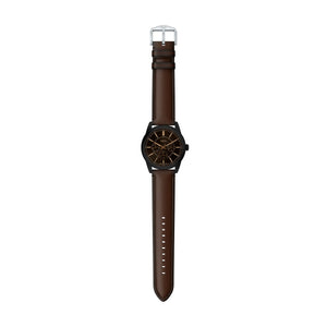 Fossil Pearson Multifunction Black Brown Leather Watch 42mm FS6138 – caseback and buckle
