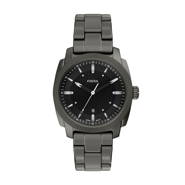 Fossil Machine Gunmetal Bracelet Watch Black Dial 41mm FS6185