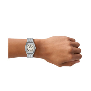Fossil Harlow Silver-Tone Bracelet Watch Cream Dial 33mm FS6211 - on wrist