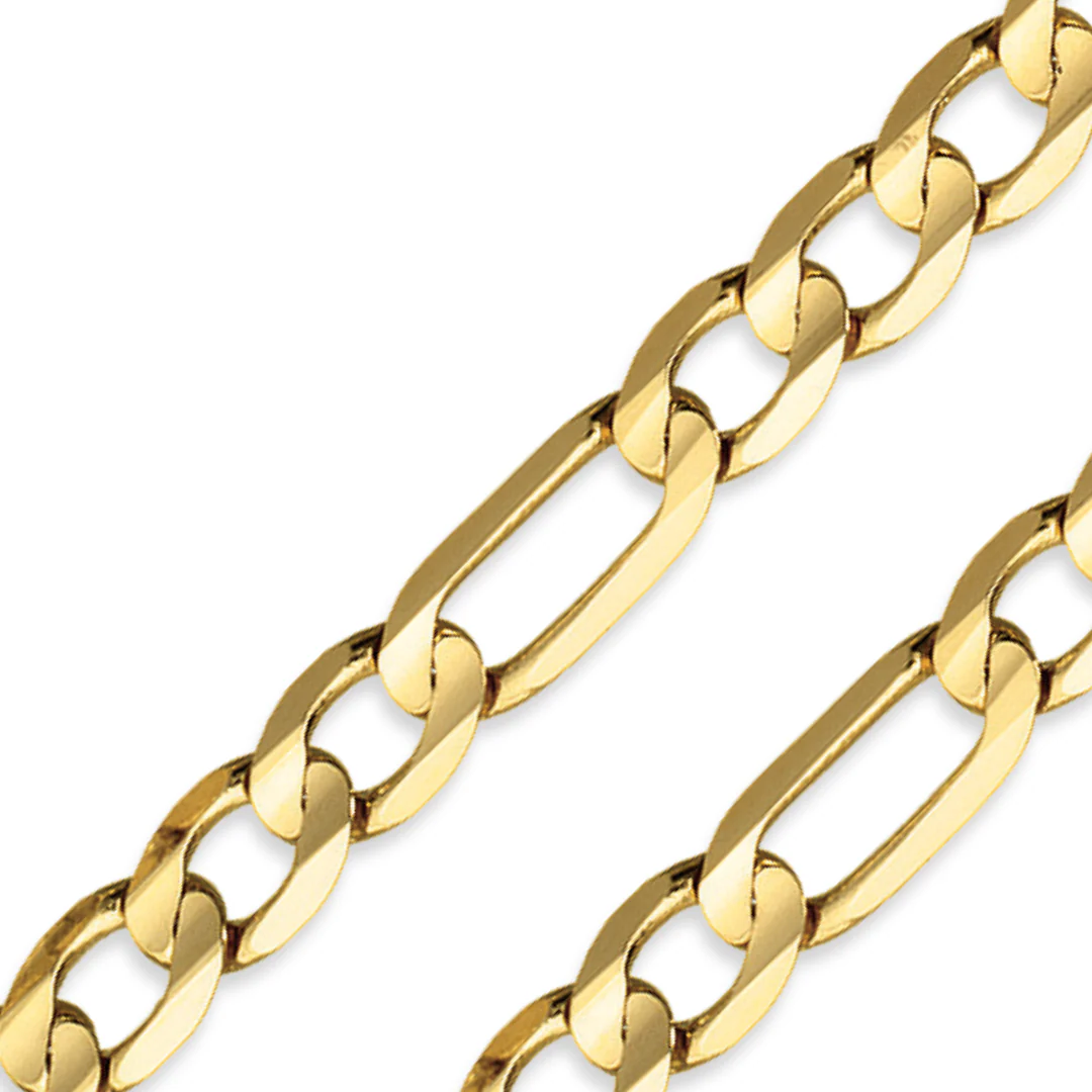 Yellow Gold Figaro Style Bracelet, 14k, 7 Inches