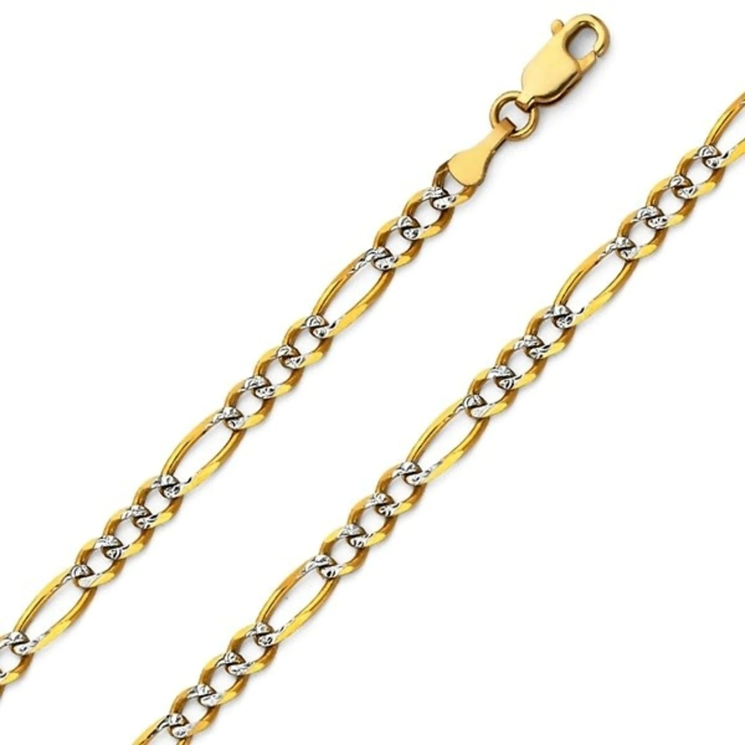 Yellow Gold Figaro Link Chain with Diamond cut, 14k, 22 Inches