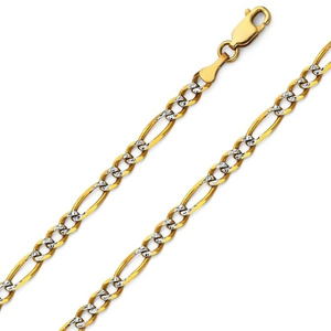 Yellow Gold Figaro Link Chain with Diamond cut, 14k, 22 Inches