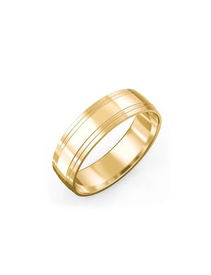 Yellow Gold Band Ring with edge detailing 14k, size 10, 5 mm