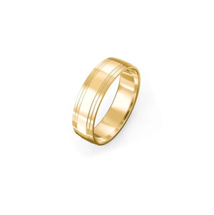 14K Yellow Gold Edge Detail 5mm Band Ring