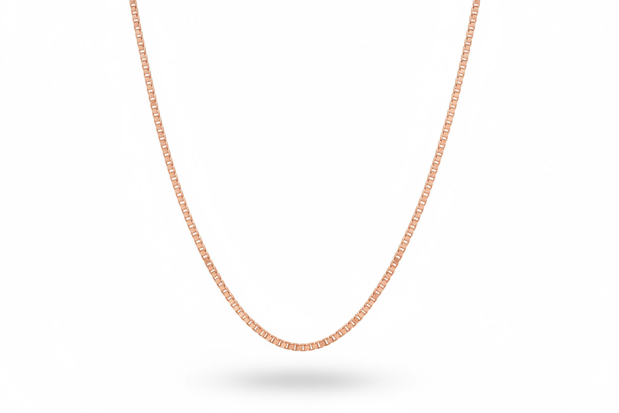 Sterling Silver Rose Gold Plated Box Chain 18"