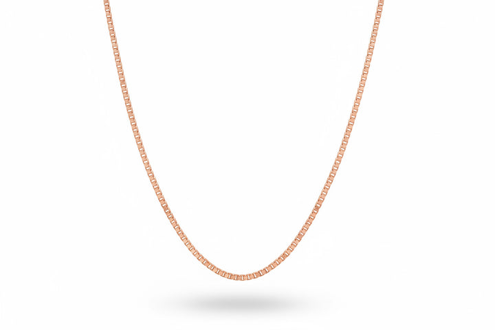 Sterling Silver Rose Gold Plated Box Chain 18"