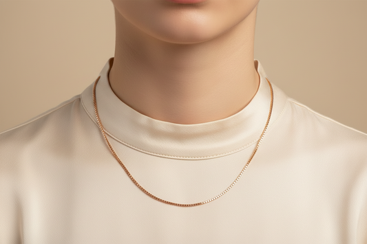 Sterling Silver Rose Gold Plated Box Chain 18"