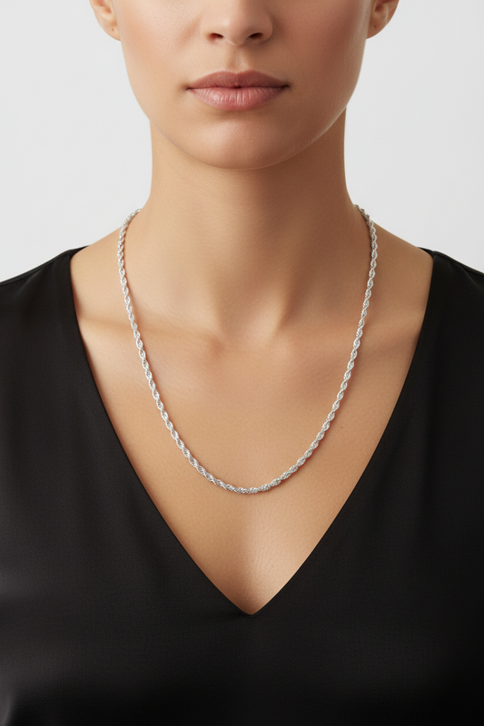 Sterling Silver 925 Double Rope Chain 24 inches