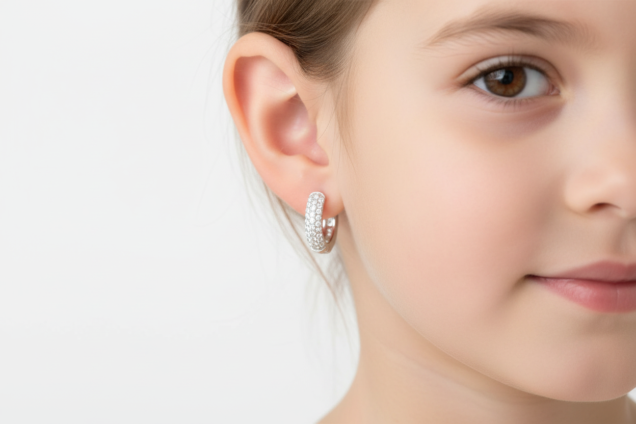 Silver 925 Rhodium Plated CZ huggie hoop Earrings