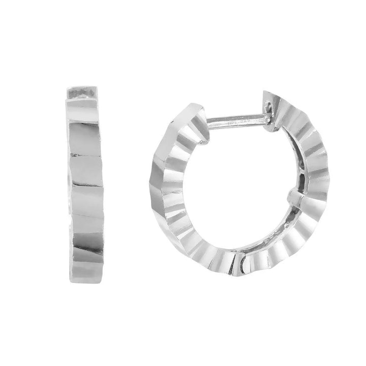 925 Sterling Silver Radial Huggie Hoop Earrings