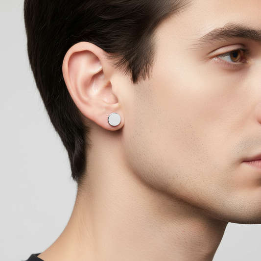 Sterling Silver Rhodium-Plated Disc Stud Earrings