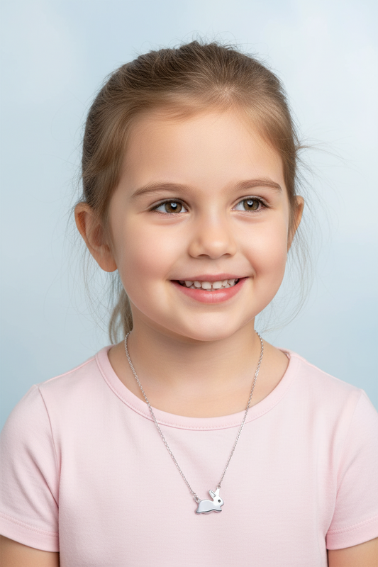 925 Sterling Silver Rhodium Plated Rabbit Necklace