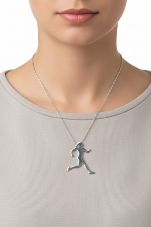Rhodium Plated 925 Sterling Silver Runner Necklace