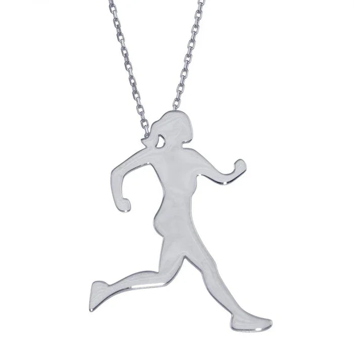 Sterling Silver Rhodium-Plated Sterling Silver Runner Necklace