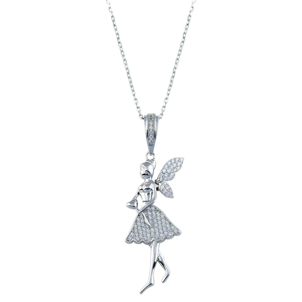 Silver  Rhodium Plated Fairy CZ Necklace