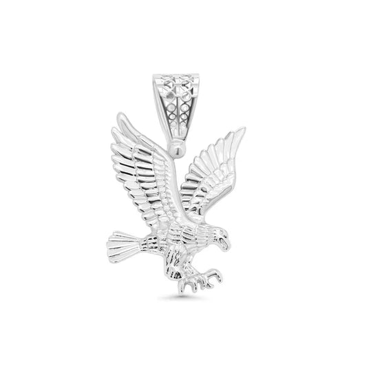 Rhodium Plated 925 Sterling Silver American Eagle Pendant
