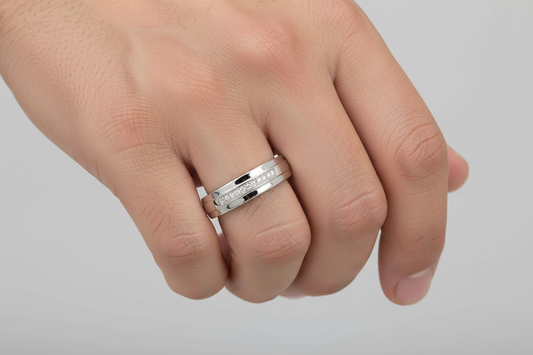 925  Sterling Silver Rhodium Plated Single Bar CZ Ring