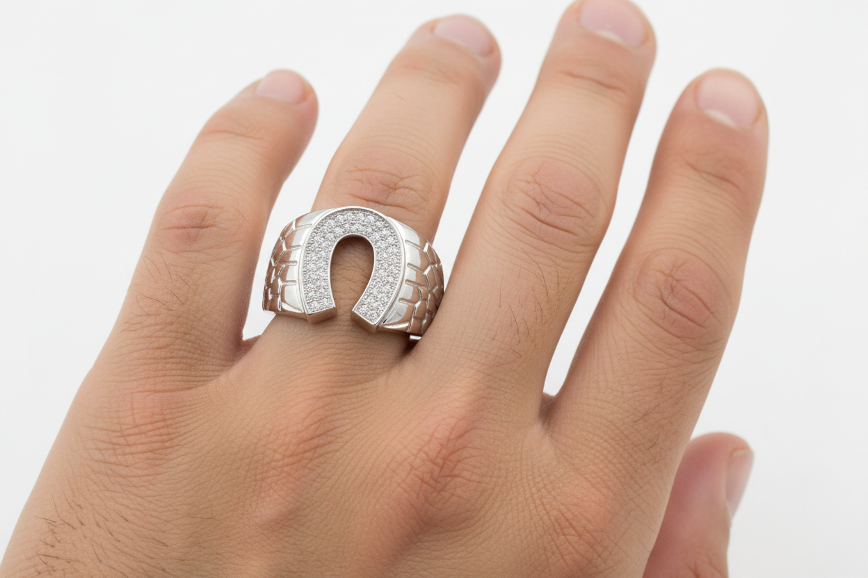 Sterling Silver Horse shoe Ring setting with CZ