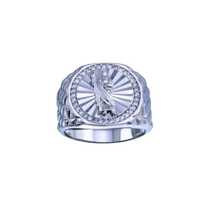 925 Sterling Silver Rhodium-Plated Saint Jude CZ Ring