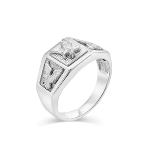 925 Sterling Silver  Rhodium Plated Men's American Eagle 11.6mm x 22.2mm Ring