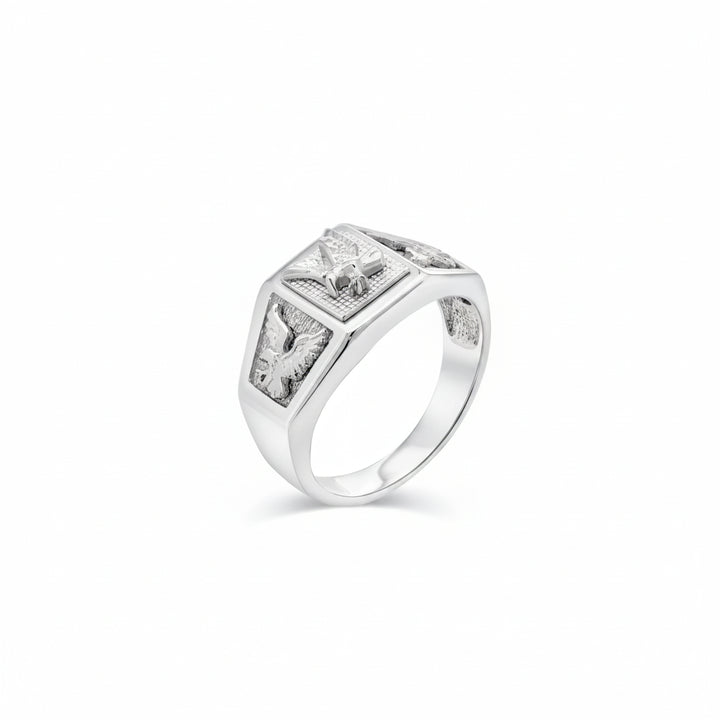 925 Sterling Silver Rhodium Plated American Eagle Ring