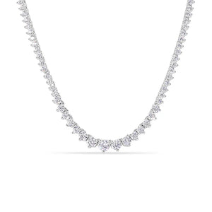 Rhodium Plated 925 Sterling Silver Clear CZ Tennis Necklace