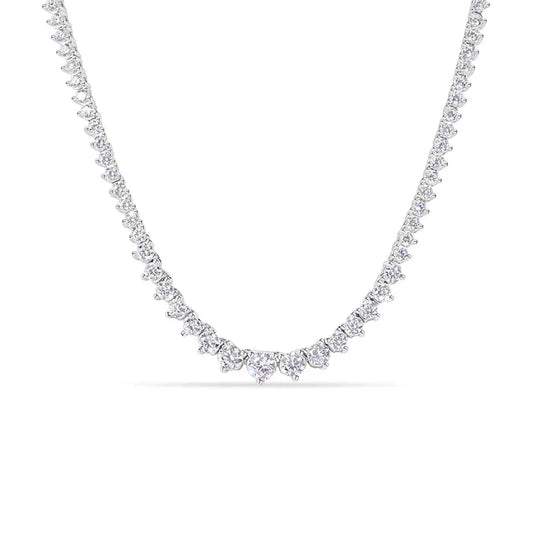 Rhodium Plated 925 Sterling Silver Clear CZ Tennis Necklace