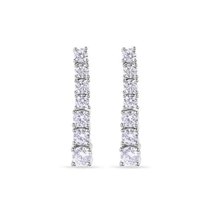 Sterling Silver Rhodium-Plated Sterling Silver Clear CZ Tennis Earrings