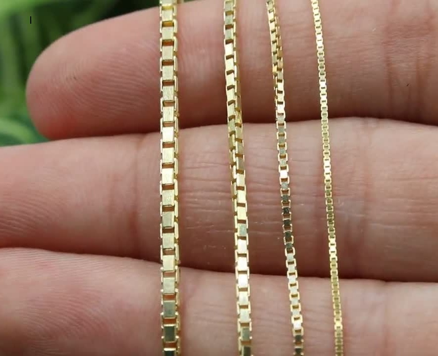 Yellow Gold Box Chain, 18k, 16 Inches